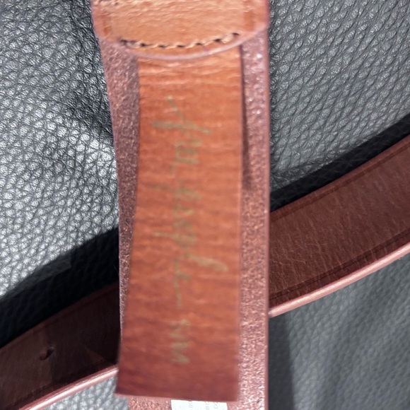 FREE PEOPLE Rori Leather Belt Brass Toned Rings Buckle 39” Length 1.25” Width - Picture 4 of 6